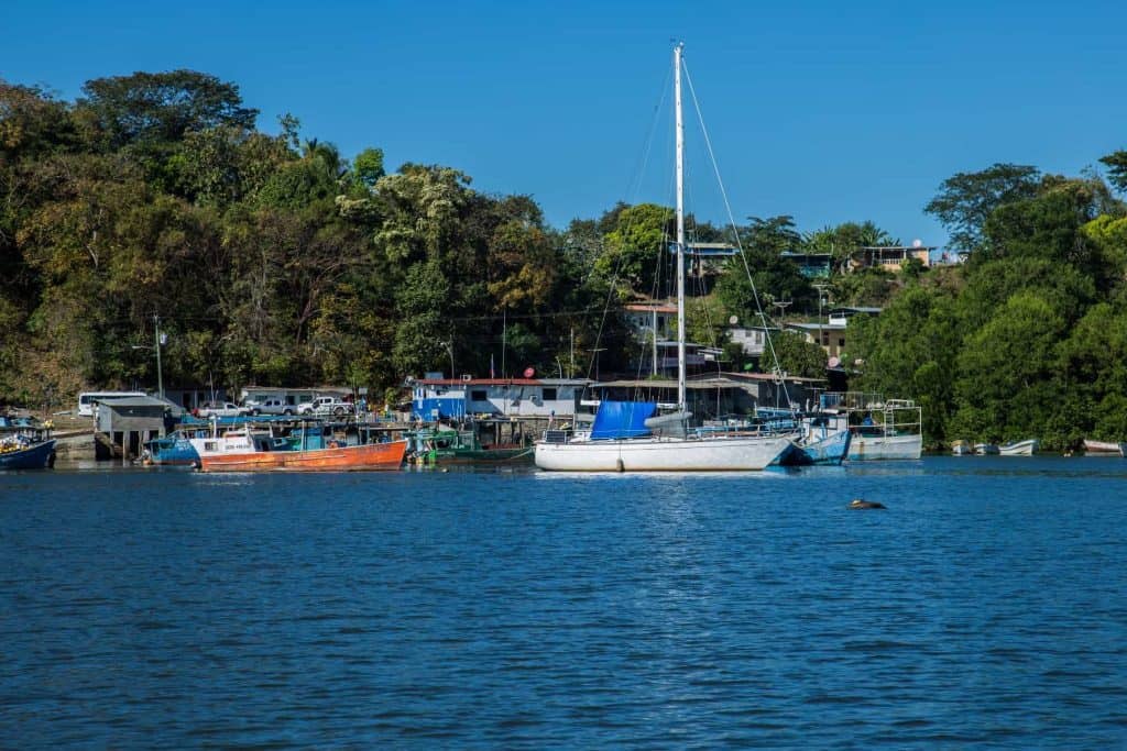 Boats moored at Puerto Mutis, Veraguas, Panama