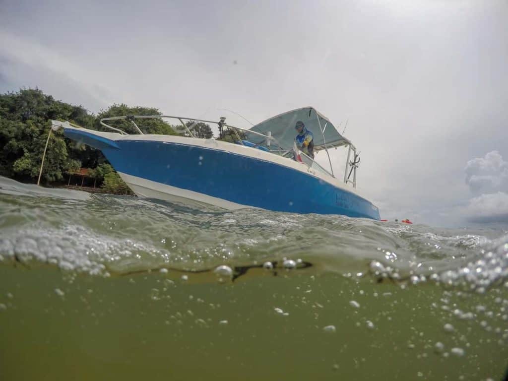 Fishing boat on the shore of the Gulf of Montijo, Panama