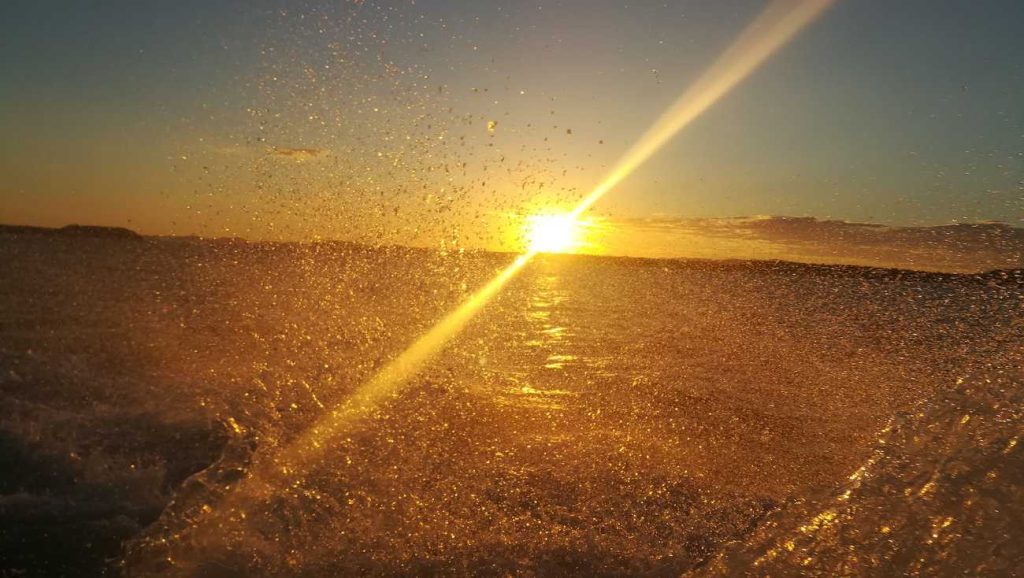 Sunrise over the calm water of the Gulf of Montijo, Panama