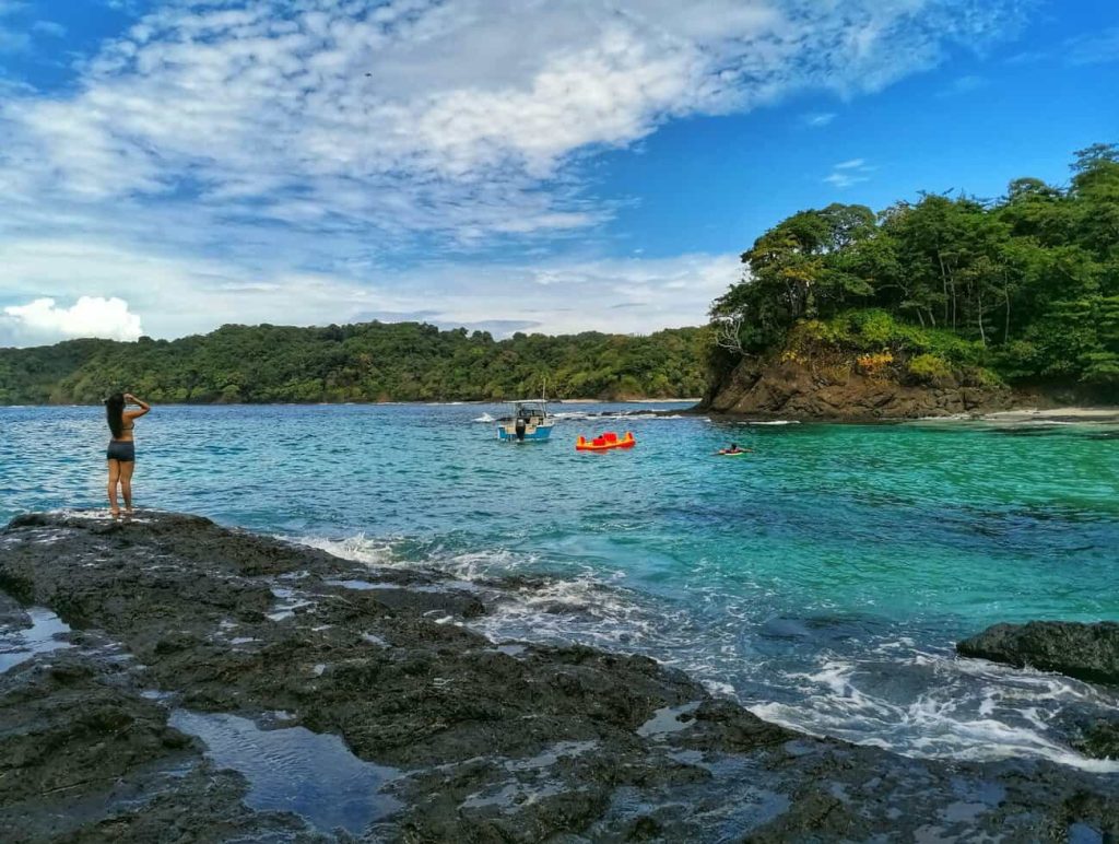 The coast of Cebaco Island with forest down to the beach