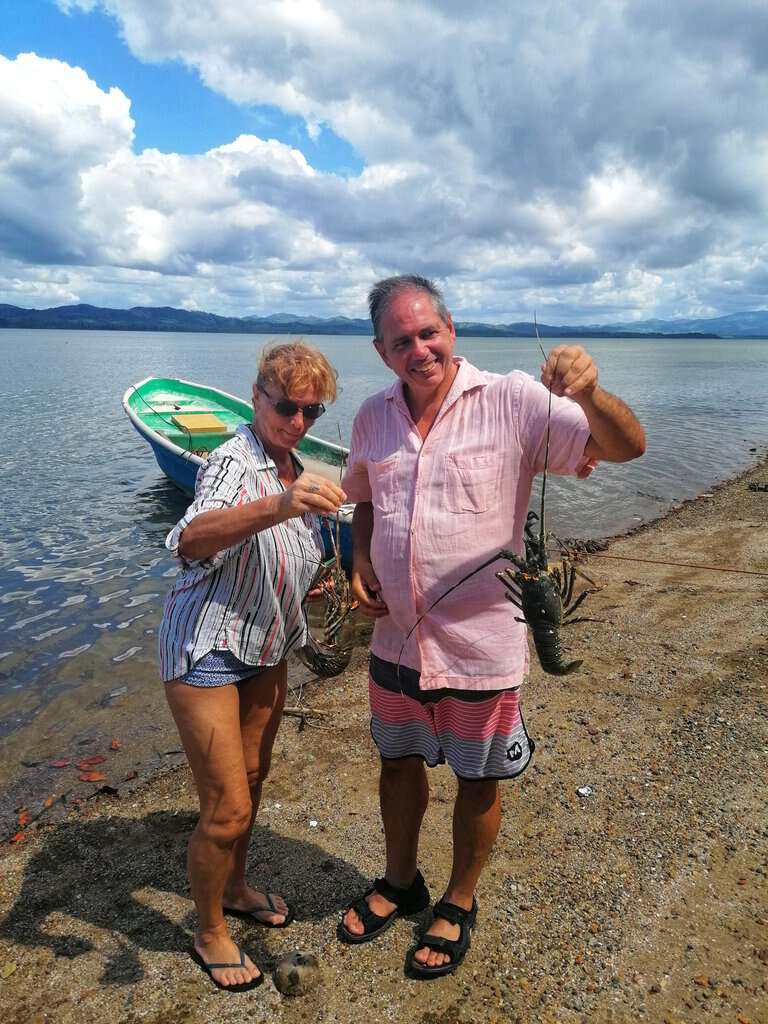 Fresh spiny lobster for lunch at Isla Leones, Gulf of Montijo