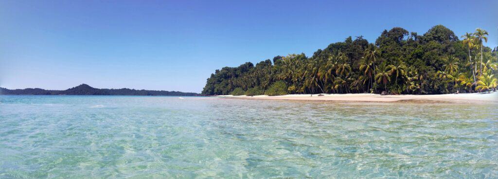 Panoramic view of Isla Rancheria (Coibita) in Coiba National Park, Panama
